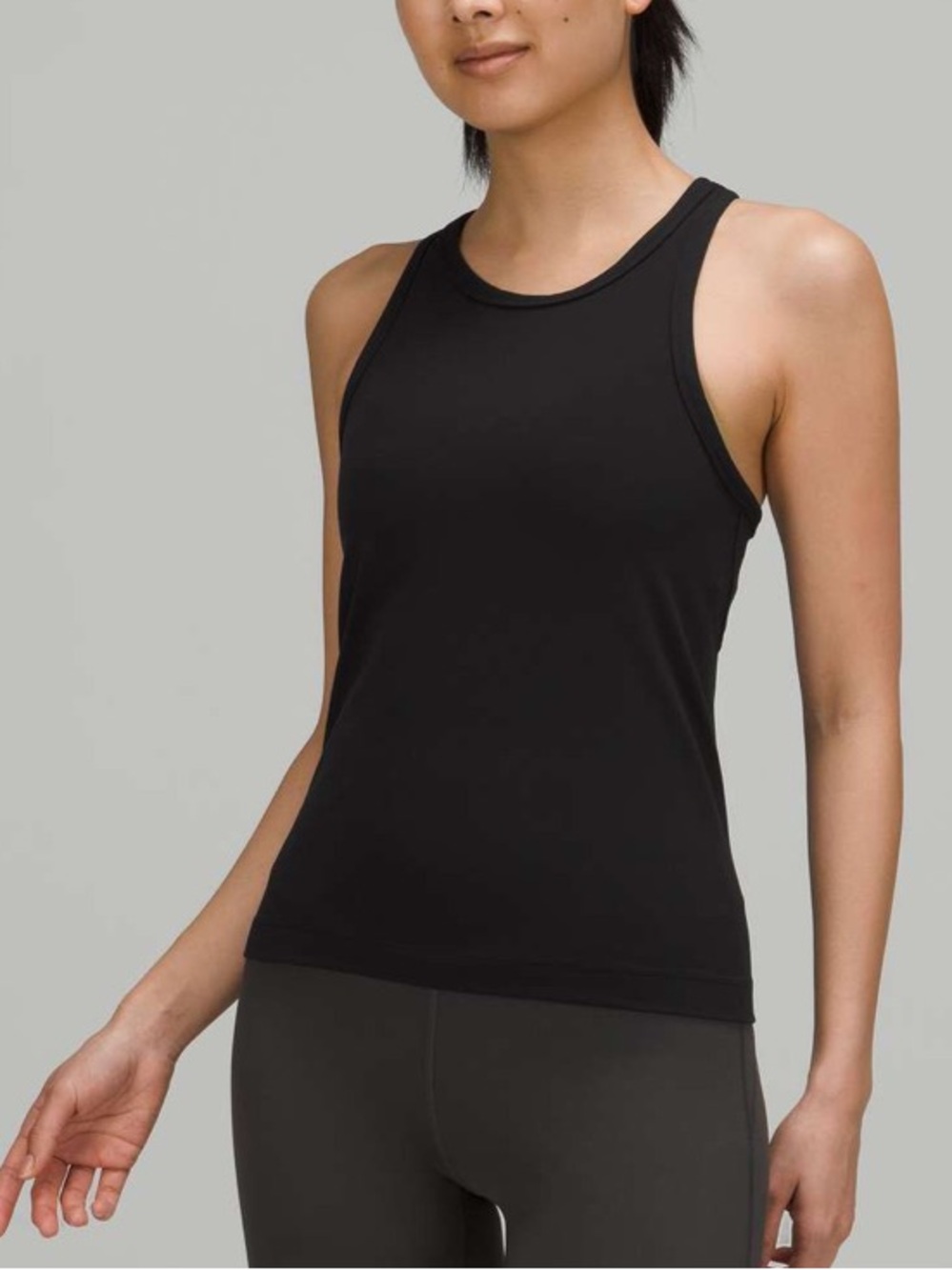 Lululemon Align Waist-Length Racerback Tank Top Black Workout Gym High Neck-4